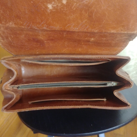 Vintage brown leather tooled clutch - Picture 6 of 8